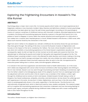 Exploring the Frightening Encounters in Hosseini’s The Kite Runner