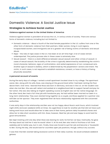Domestic Violence: A Social Justice Issue