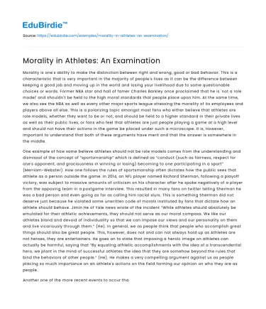 Morality in Athletes: An Examination