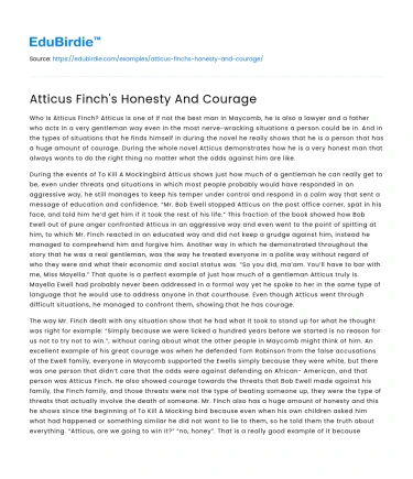 Atticus Finch’s Honesty And Courage