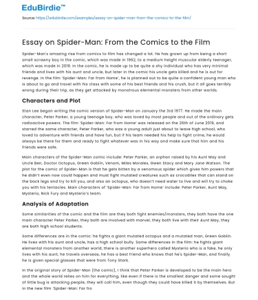 Essay on Spider-Man: From the Comics to the Film