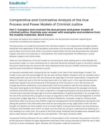 Comparison of Due Process & Power Models in Criminal Justice