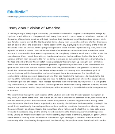 Essay about Vision of America