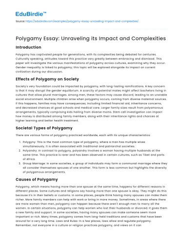 Polygamy Essay: Unraveling its Impact and Complexities