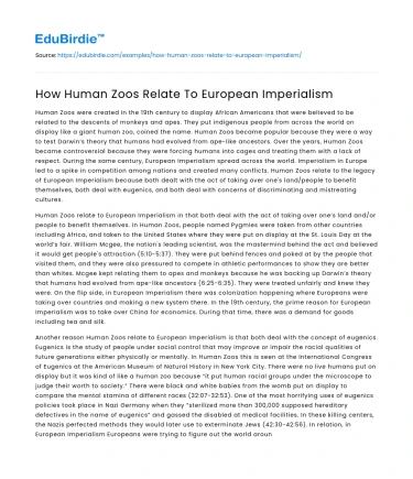 How Human Zoos Relate To European Imperialism
