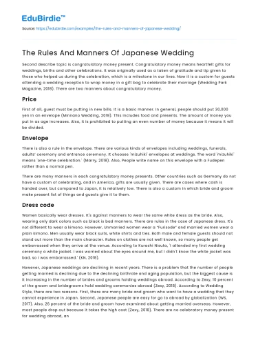 The Rules And Manners Of Japanese Wedding
