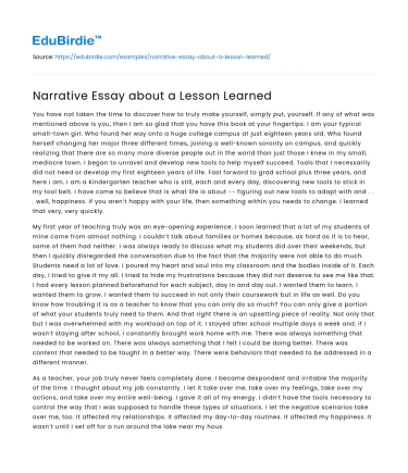 Narrative Essay about a Lesson Learned