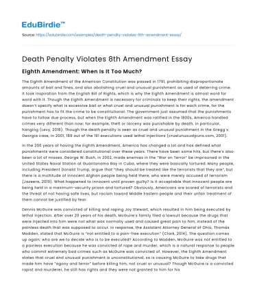 Death Penalty Violates 8th Amendment Essay