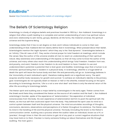 The Beliefs Of Scientology Religion