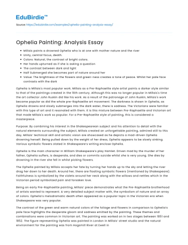 Ophelia Painting: Analysis Essay