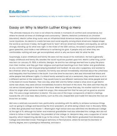 Essay on Why Is Martin Luther King a Hero