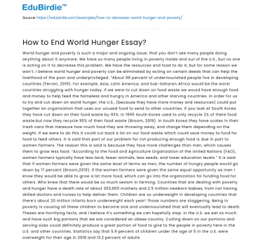 How to End World Hunger Essay?