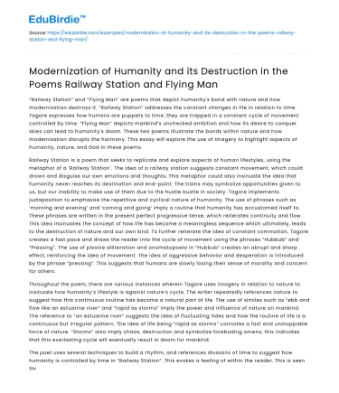 Modernization and Destruction in Railway Station and Flying Man