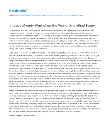 Impact of Andy Warhol on the World: Analytical Essay