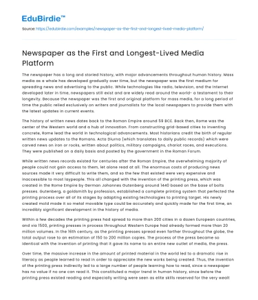 Newspaper as the First and Longest-Lived Media Platform