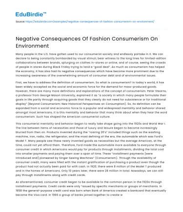 Negative Consequences Of Fashion Consumerism On Environment