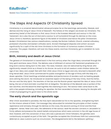 The Steps And Aspects Of Christianity Spread