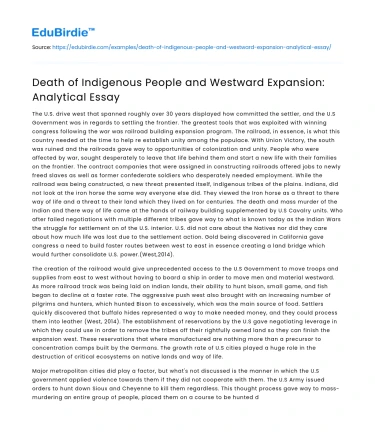Westward Expansion on Indigenous Populations
