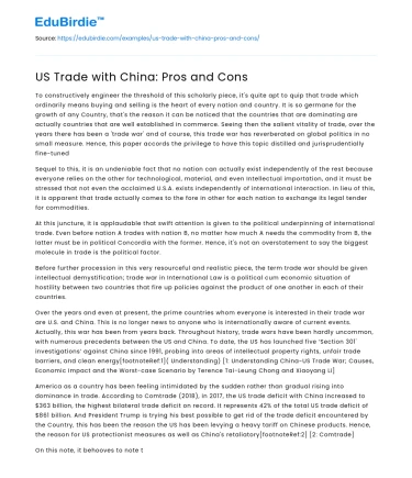 US Trade with China: Pros and Cons
