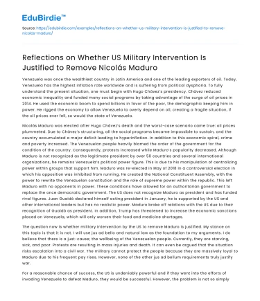 US Military Intervention: Justified Against Nicolás Maduro?