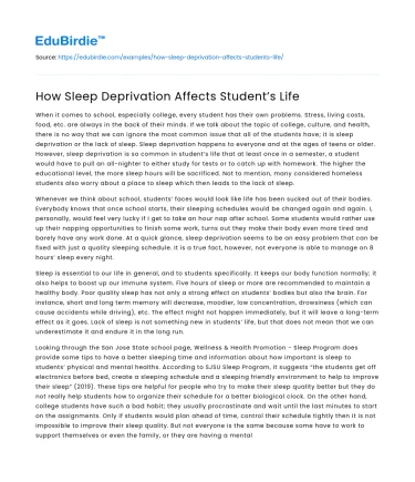 How Sleep Deprivation Affects Student’s Life