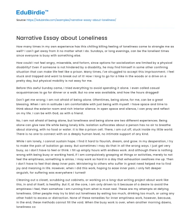 Narrative Essay about Loneliness