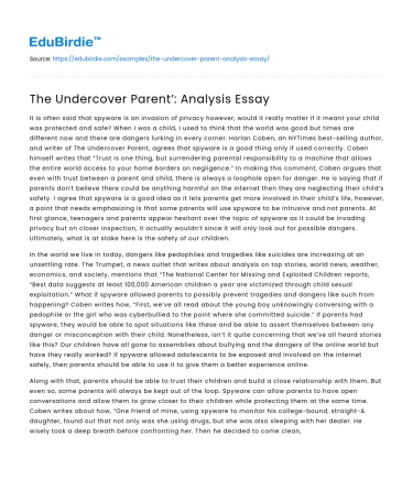 The Undercover Parent’: Analysis Essay