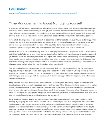 Time Management Is About Managing Yourself