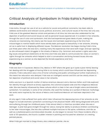 Critical Analysis of Symbolism in Frida Kahlo’s Paintings