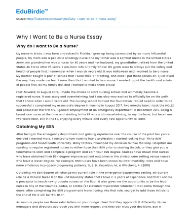 Why I Want to Be a Nurse