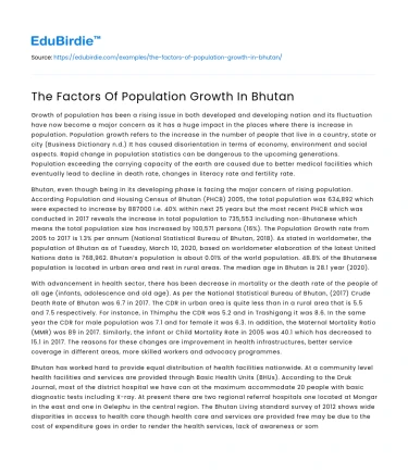 The Factors Of Population Growth In Bhutan