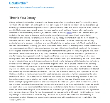 Thank You Essay