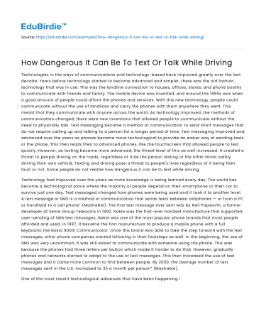 How Dangerous It Can Be To Text Or Talk While Driving