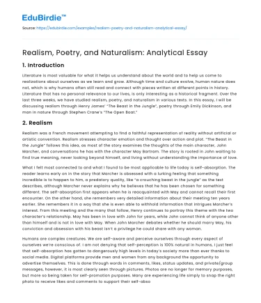 Realism, Poetry, and Naturalism: Analytical Essay