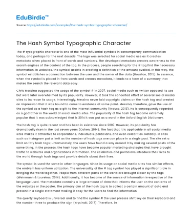 The Hash Symbol Typographic Character