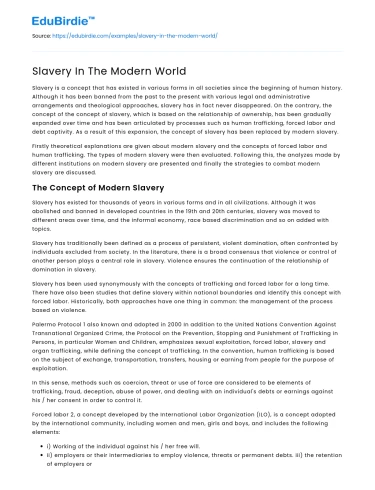 Slavery In The Modern World