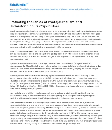 Preserving Photojournalism Ethics and Capabilities
