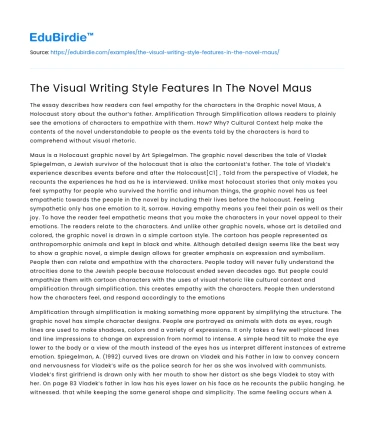 The Visual Writing Style Features In The Novel Maus