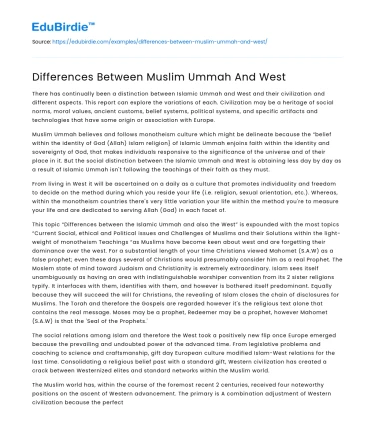 Comparative Analysis of Muslim Ummah and Western Societies