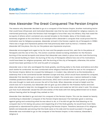 How Alexander The Great Conquered The Persian Empire