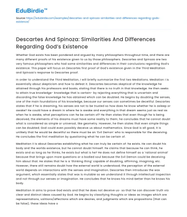 Descartes & Spinoza: God’s Existence Similarities & Differences