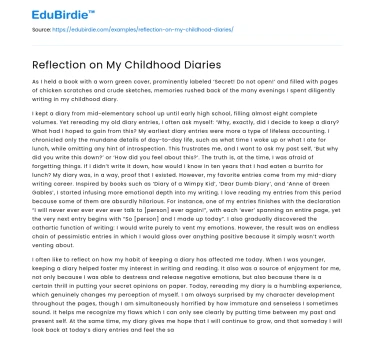 Reflection on My Childhood Diaries