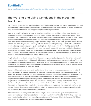 The Working and Living Conditions in the Industrial Revolution