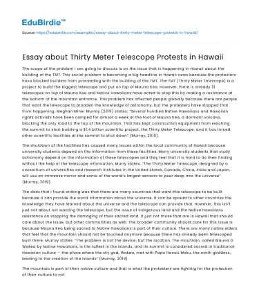 Essay about Thirty Meter Telescope Protests in Hawaii