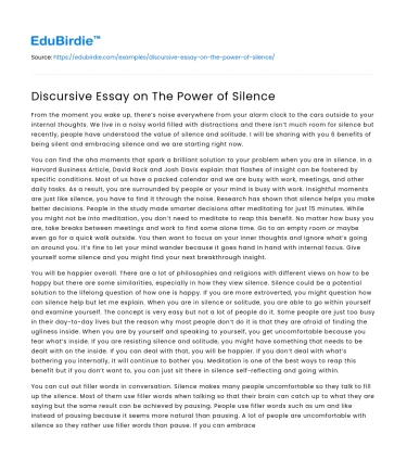 Discursive Essay on The Power of Silence