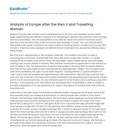 Analysis of Europe after the Rain II and Travelling Woman