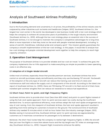 Analysis of Southwest Airlines Profitability