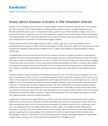 The Dynamics of Kilauea: A Volcanic Exploration