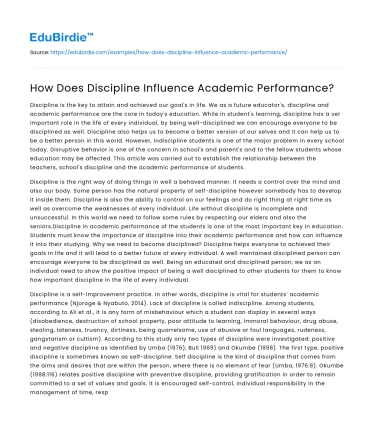 How Does Discipline Influence Academic Performance?