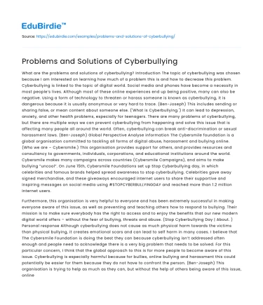 Problems and Solutions of Cyberbullying